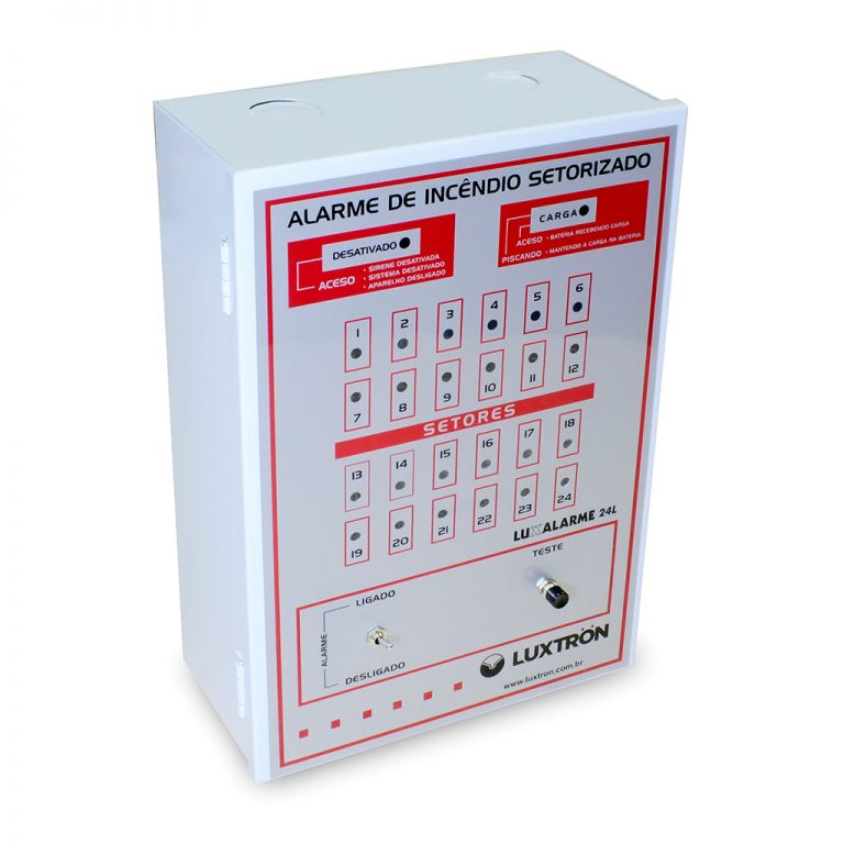 CENTRAL DE DETECÇÃO E ALARME DE INCÊNDIO LUX 24L/12V BE/AM.DF COM BATERIA EXTERNA Luxtrön